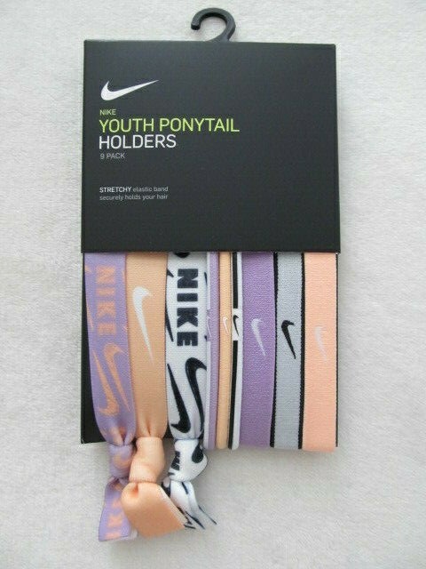 Nike Ponytail Holders Hairbands 9 Pack Orange Chalk/Black