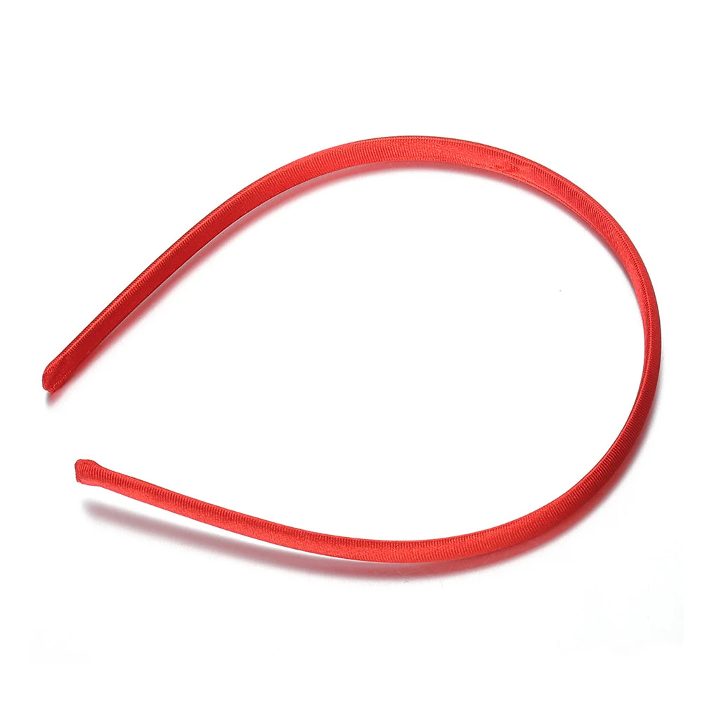 10Pcs Fashion Satin Solid Color Headband Colorful Fabric Covered Thin Plastic Ha