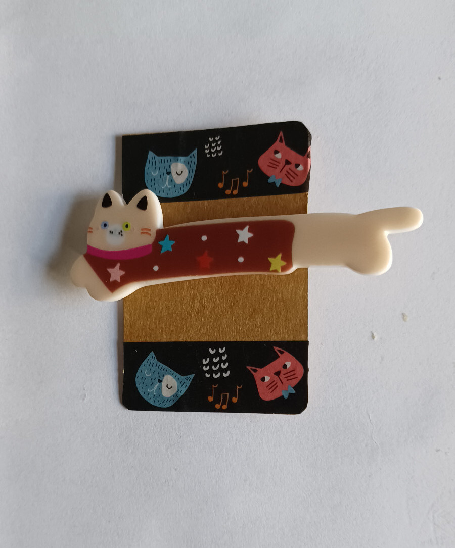 plastic, metal clip, cat barrette #3