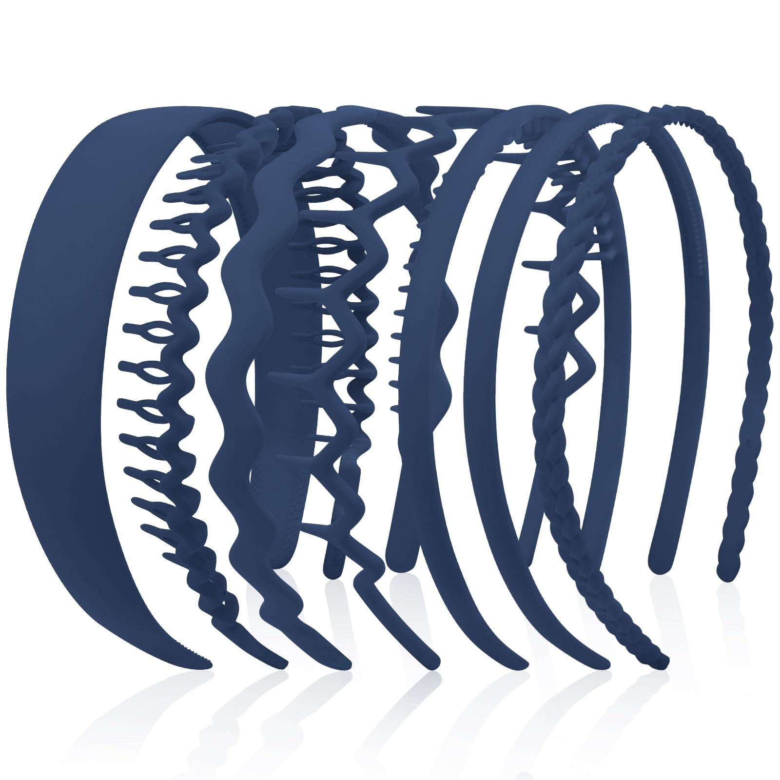 VELSCRUN 7 Pcs Different Headbands for Women 1 Count (Pack of 7), Navy Blue