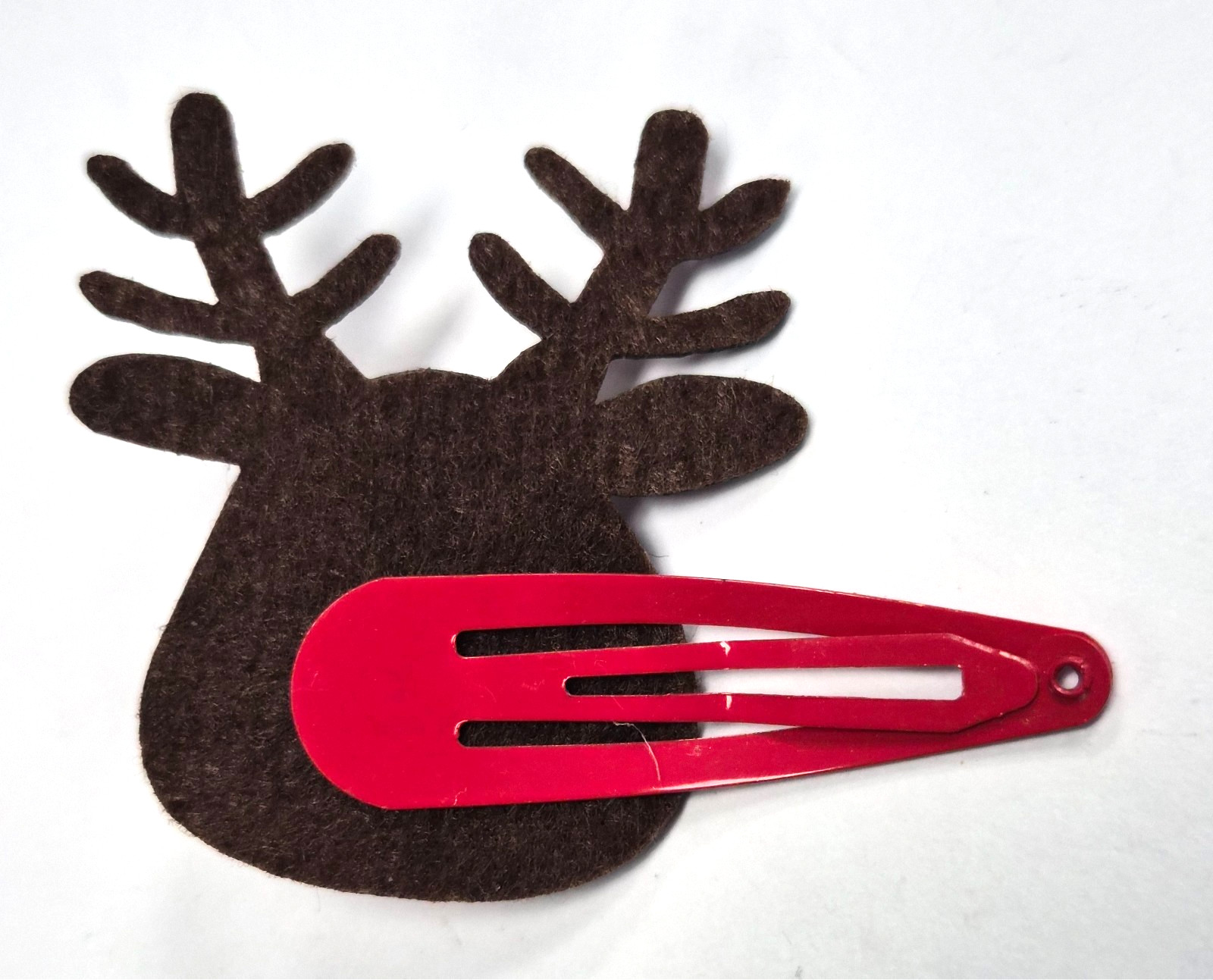 Estate NOS Scunci 2 pc Holiday Christmas Snap Hair Clips Rudolph the Reindeer