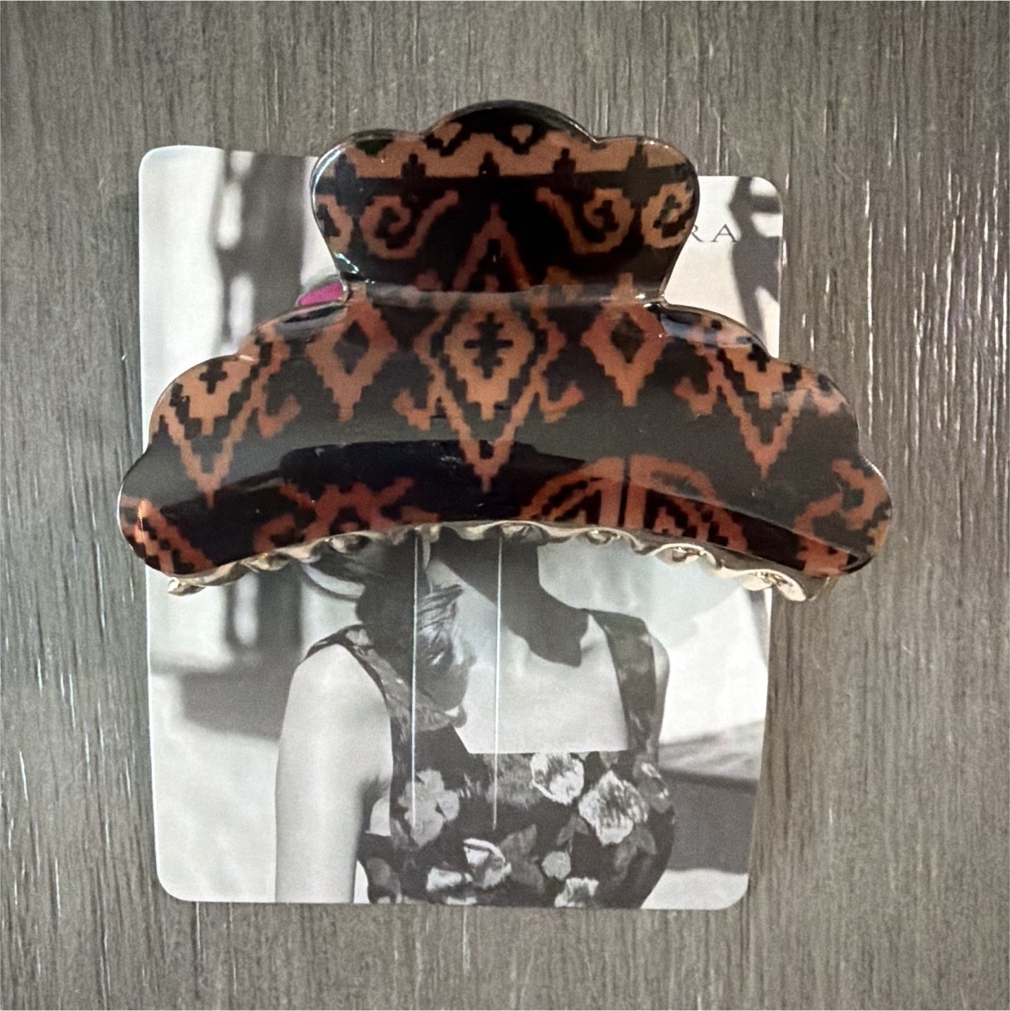 Riviera Brown/Black Geometric Plastic/Metal Hair Claw Clip Women MPN 3200897-999