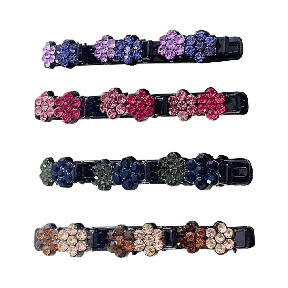 1/4/7x Sparkling Crystal Stone Braided Satin Rhinestone Fabric Easy Hair Clip US
