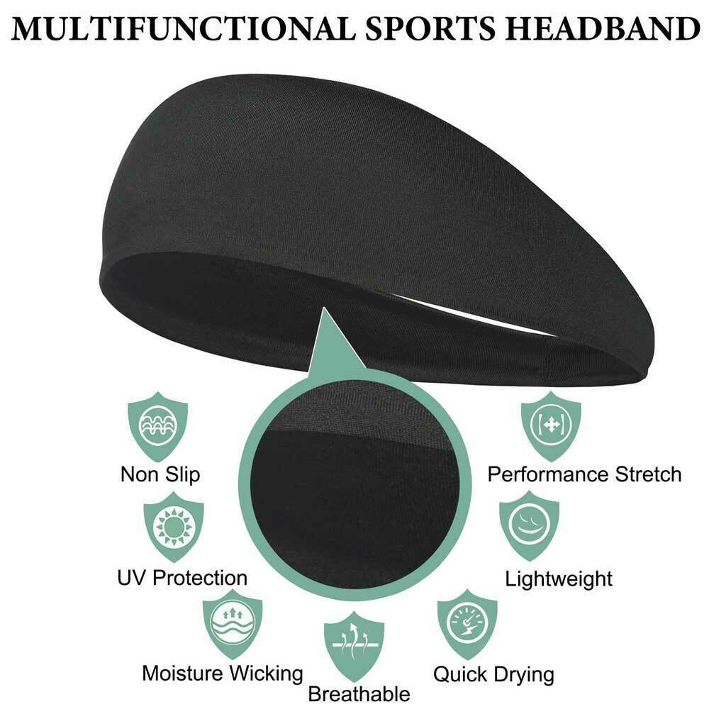 Men Running Stretchy Moisture Wicking Headband for Women Yoga Workout Hair Bands