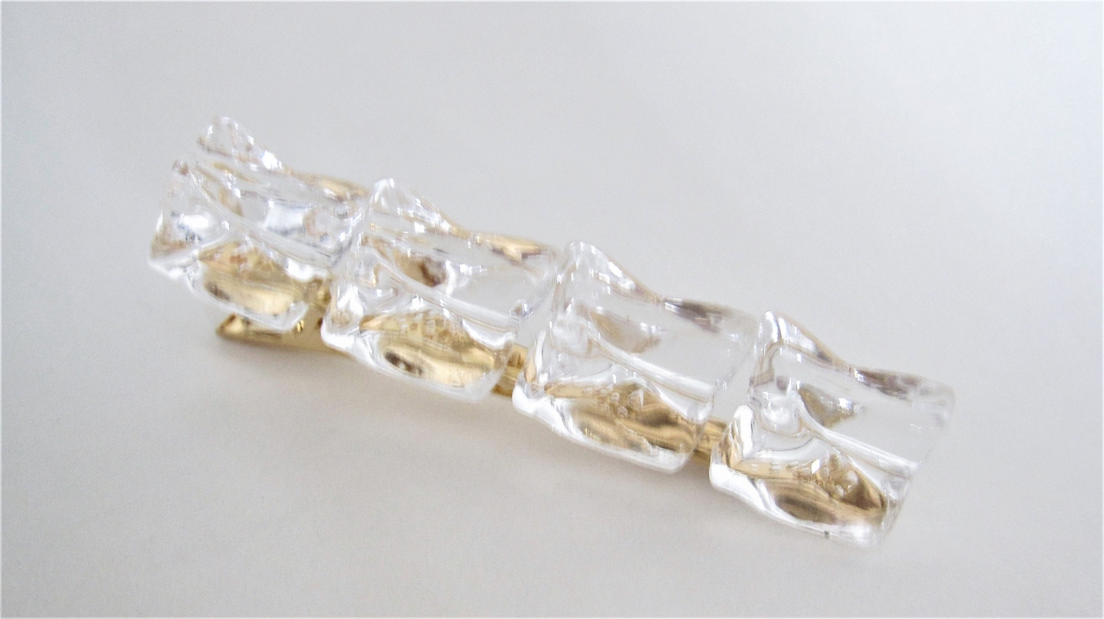 2 sizes block glass effect acrylic and metal alligator hair clip barrette