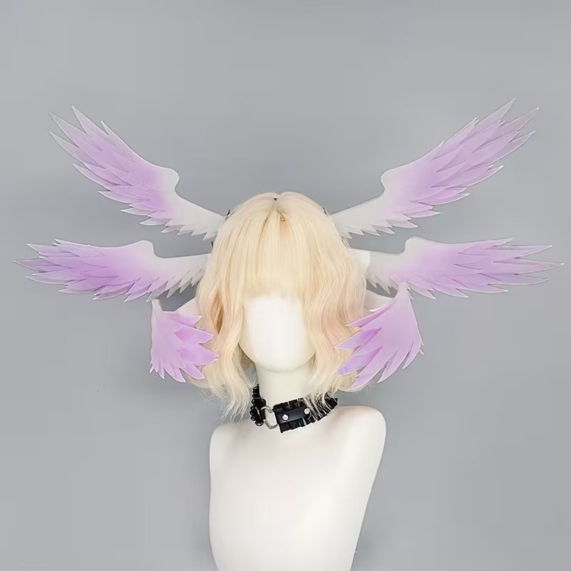 6x Purple Angel Wings lightweight Foam Anime Cosplay Prop Headpiece Hair Clips