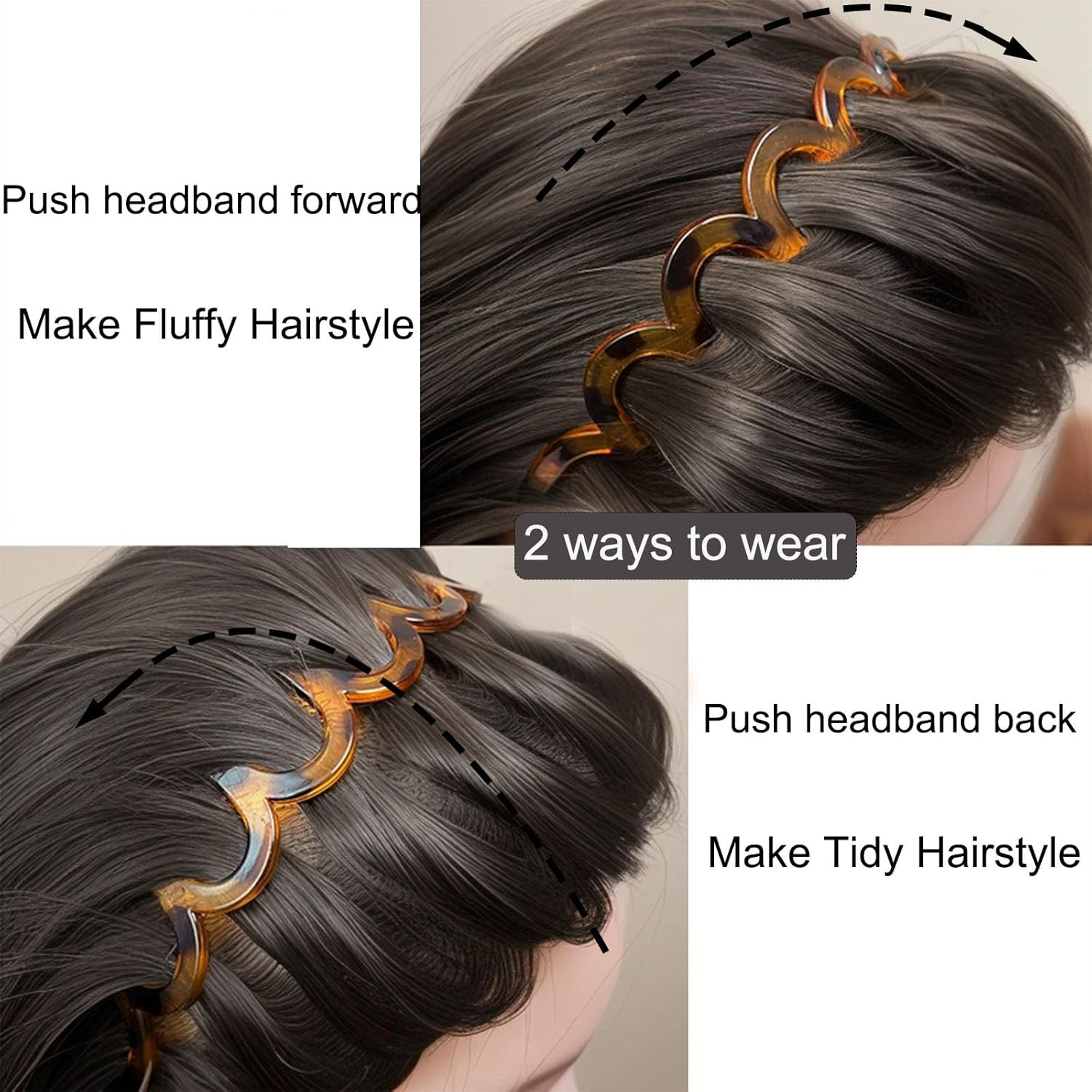 6 PCS Zig Zag Headbands Plastic Wavy Hair Head Band Comb with Teeth Hoop Accesso
