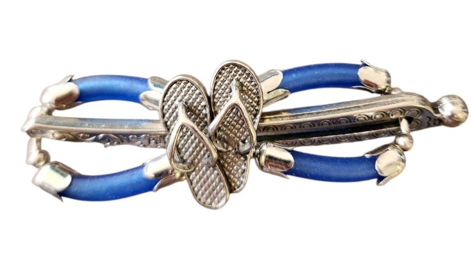 Lilla Rose FLEXI Clip Blue Tube Silvertone Hair Charm Size Small
