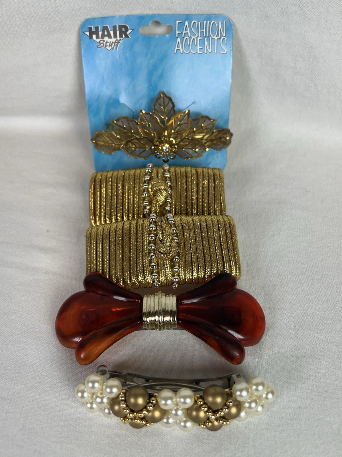 Vintage Hair Clips Accessories Decorative Lot Of 5 Gold Brown