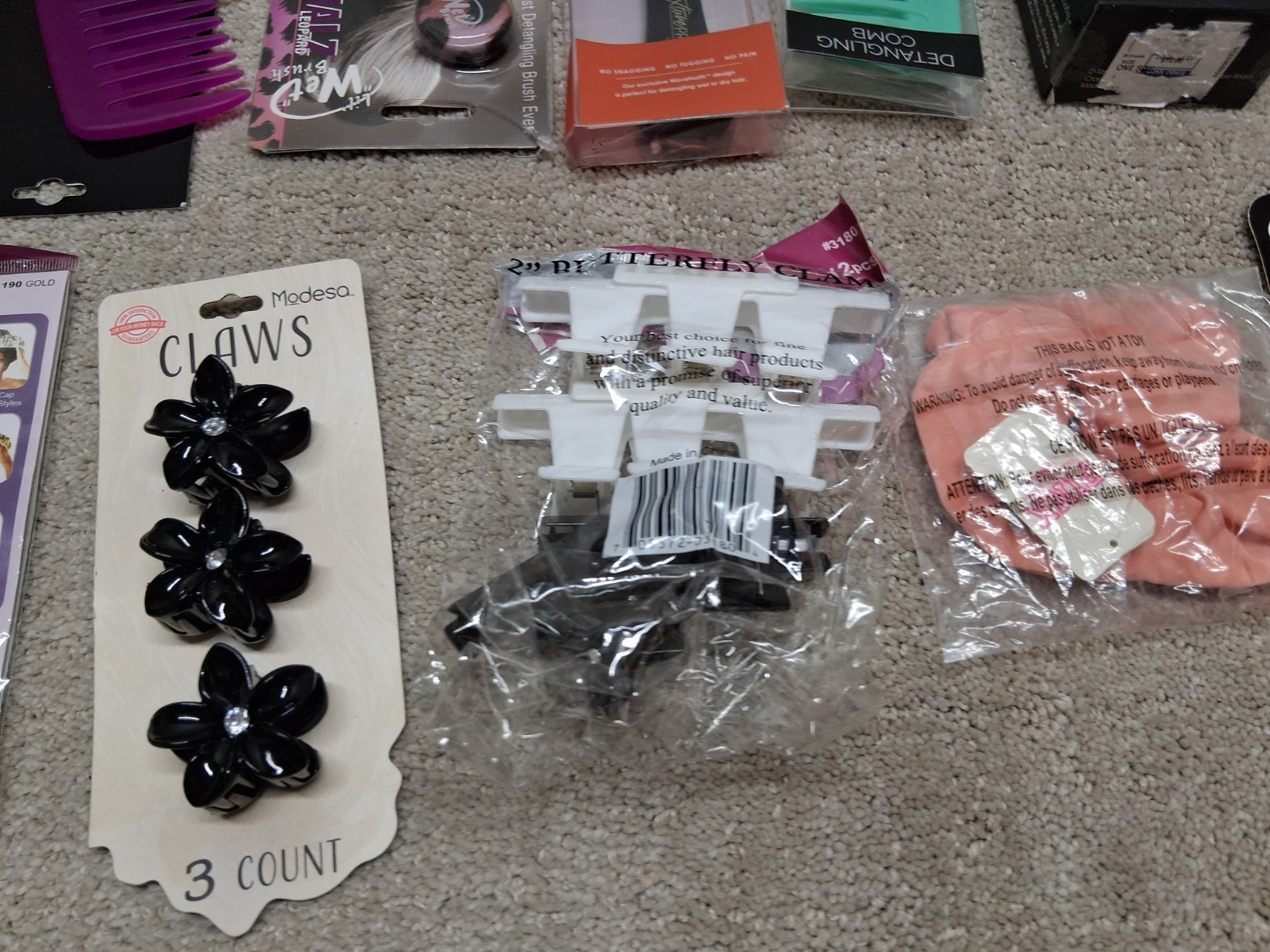 Hair Accessories Women Lot Of 15 Brushes Scissors Hair Caps Textured Hair New