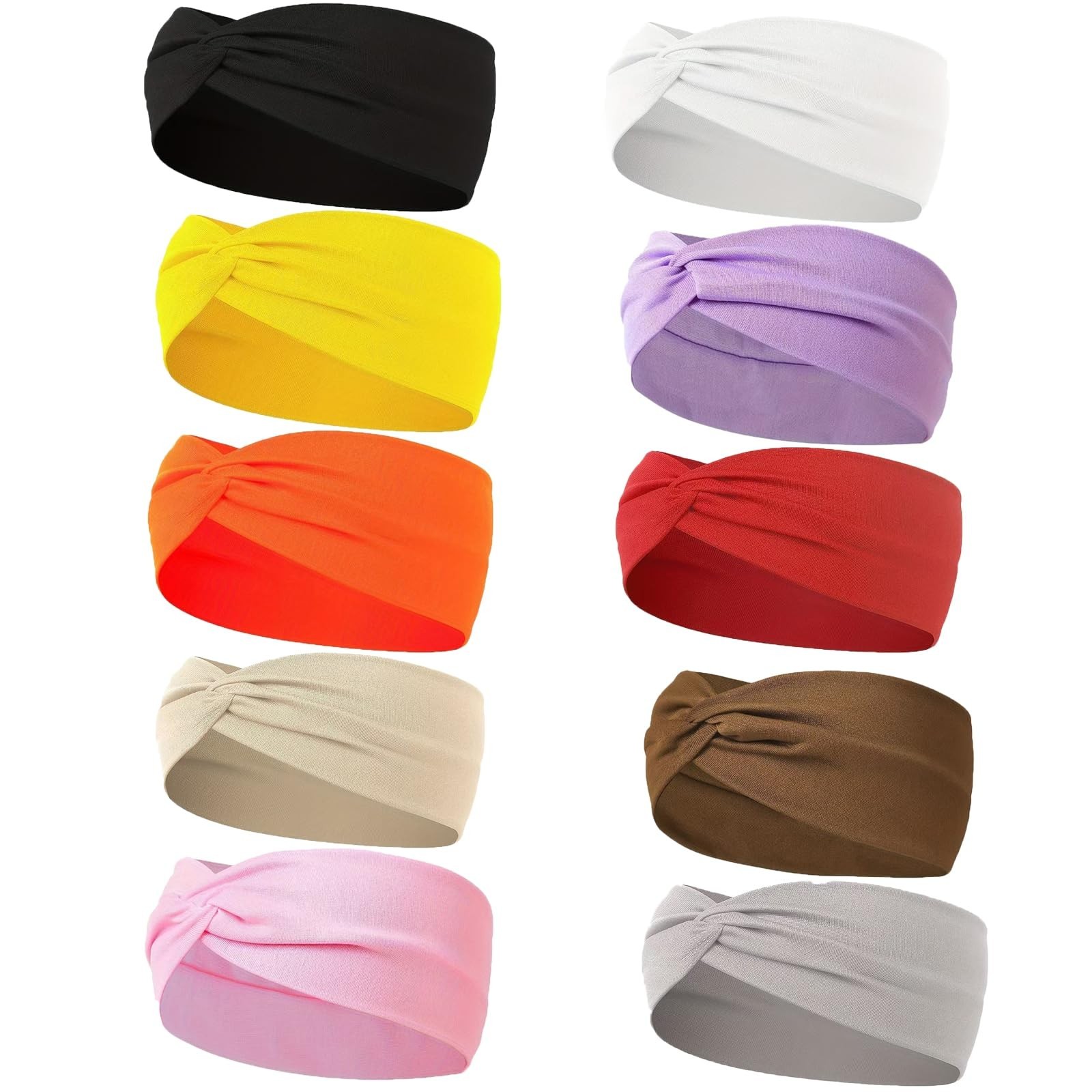 10 Pcs Non-Slip Stretchy Cotton Sport Headbands for Women – Soft, Absorbent Hair