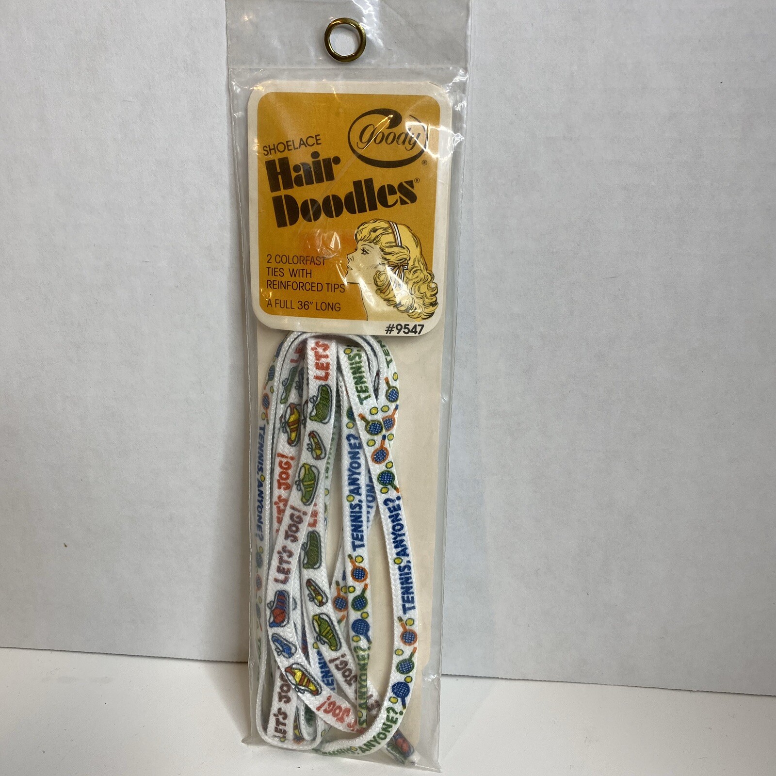 Vtg 1980 Goody Shoelace Hair Doodles #9547 Tennis Jogging Theme