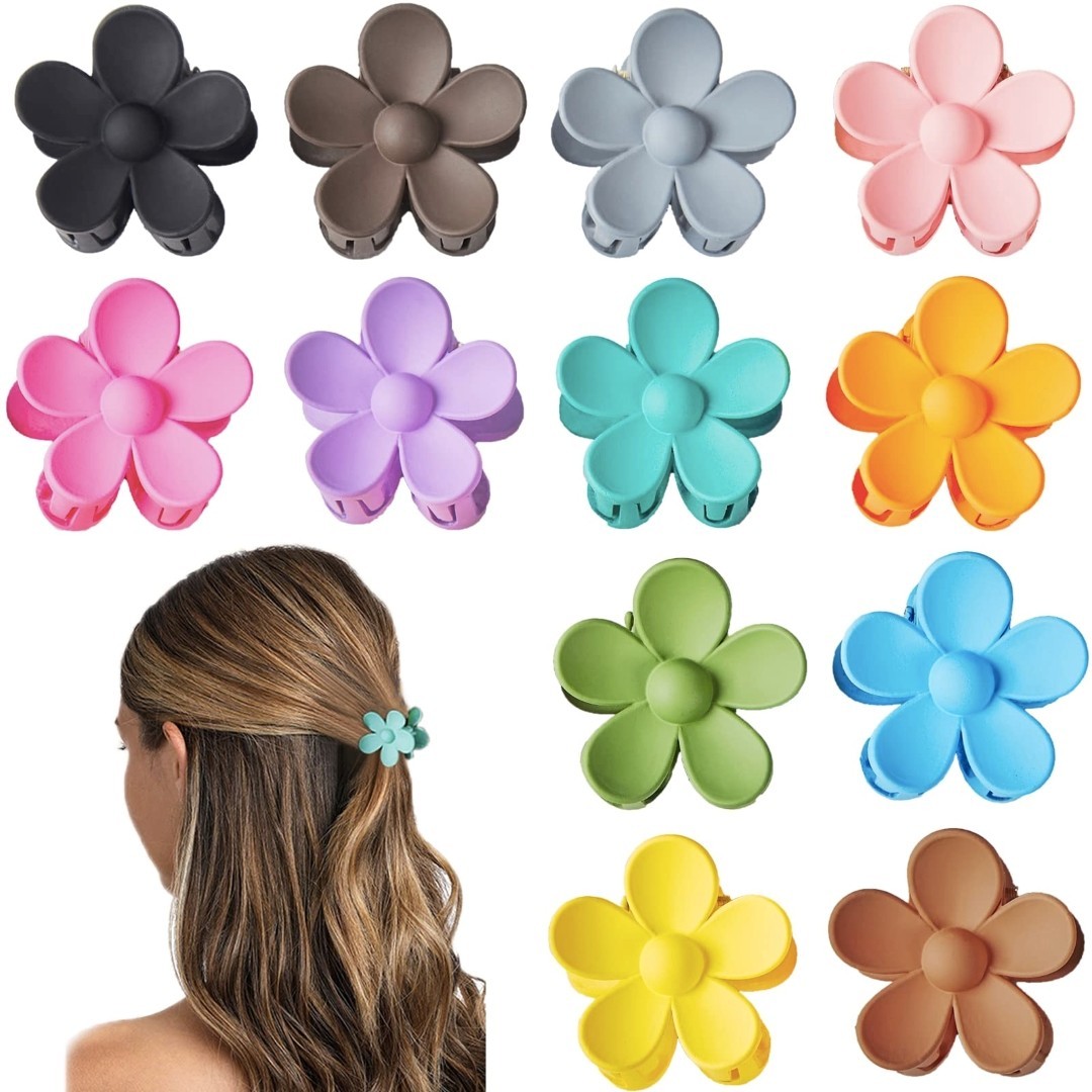 12x Mini Flower Hair Claw Clips Strong Hold Non Slip 12 Colors for Girls..
