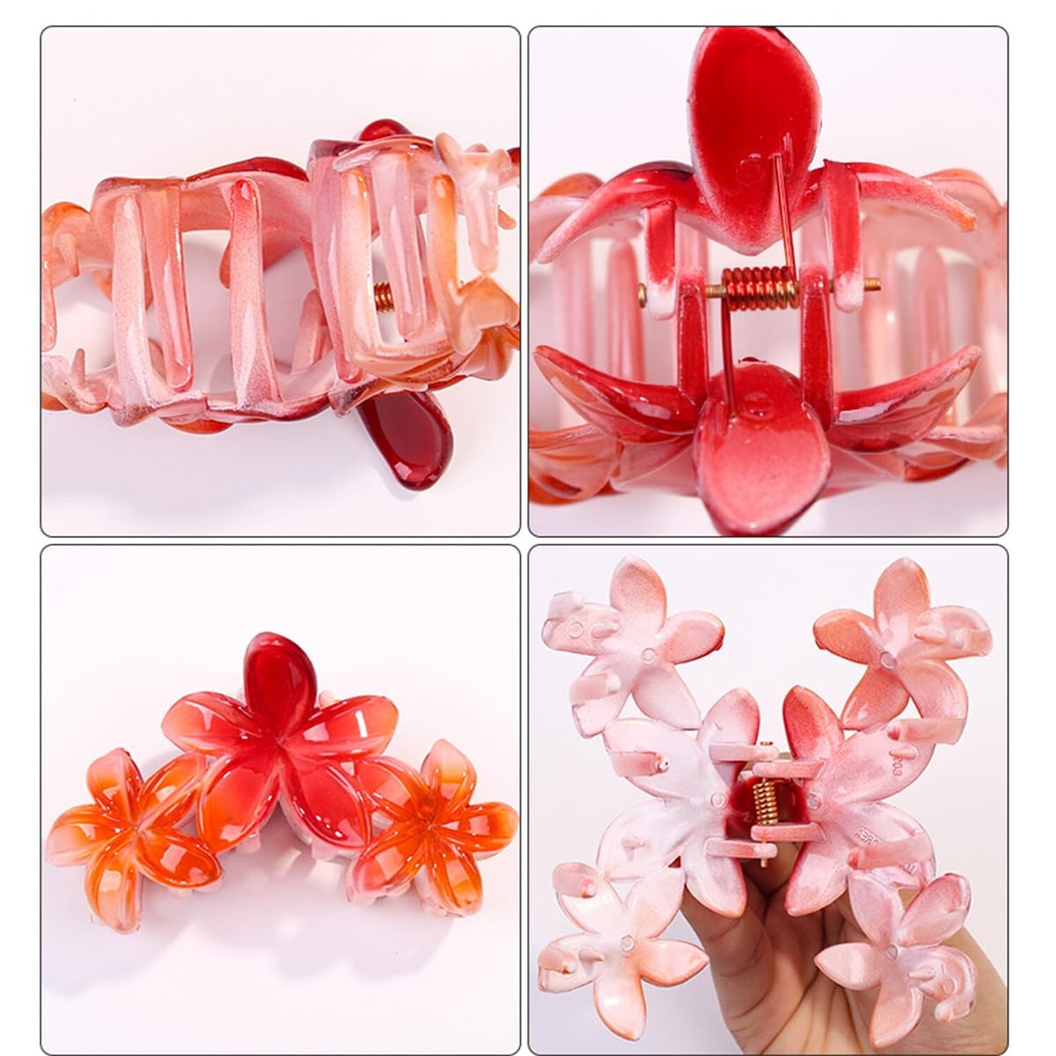 6 PCS Flower Hair Claw Clips Cute Hair Clips Hawaiian Plumeria FLower Claw cl…