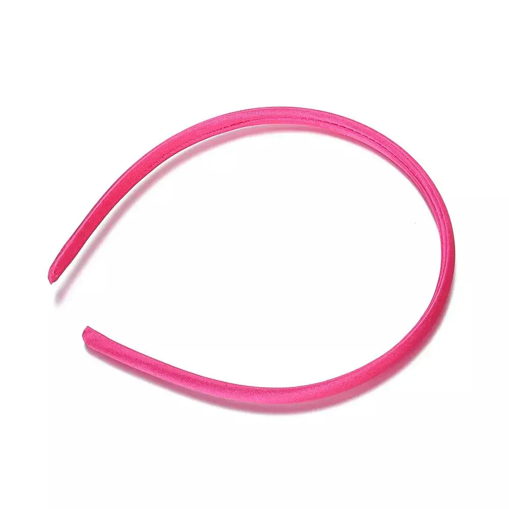 10Pcs Fashion Satin Solid Color Headband Colorful Fabric Covered Thin Plastic Ha