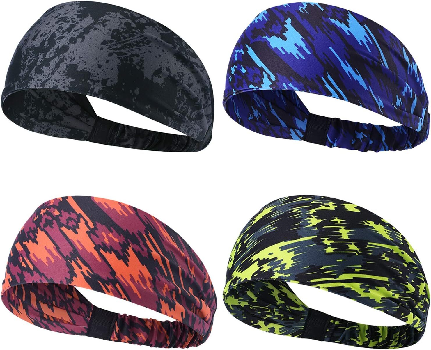 4 Pack Men Women Sweat Bands Headbands Non Slip Breatheable Durable Head Band US