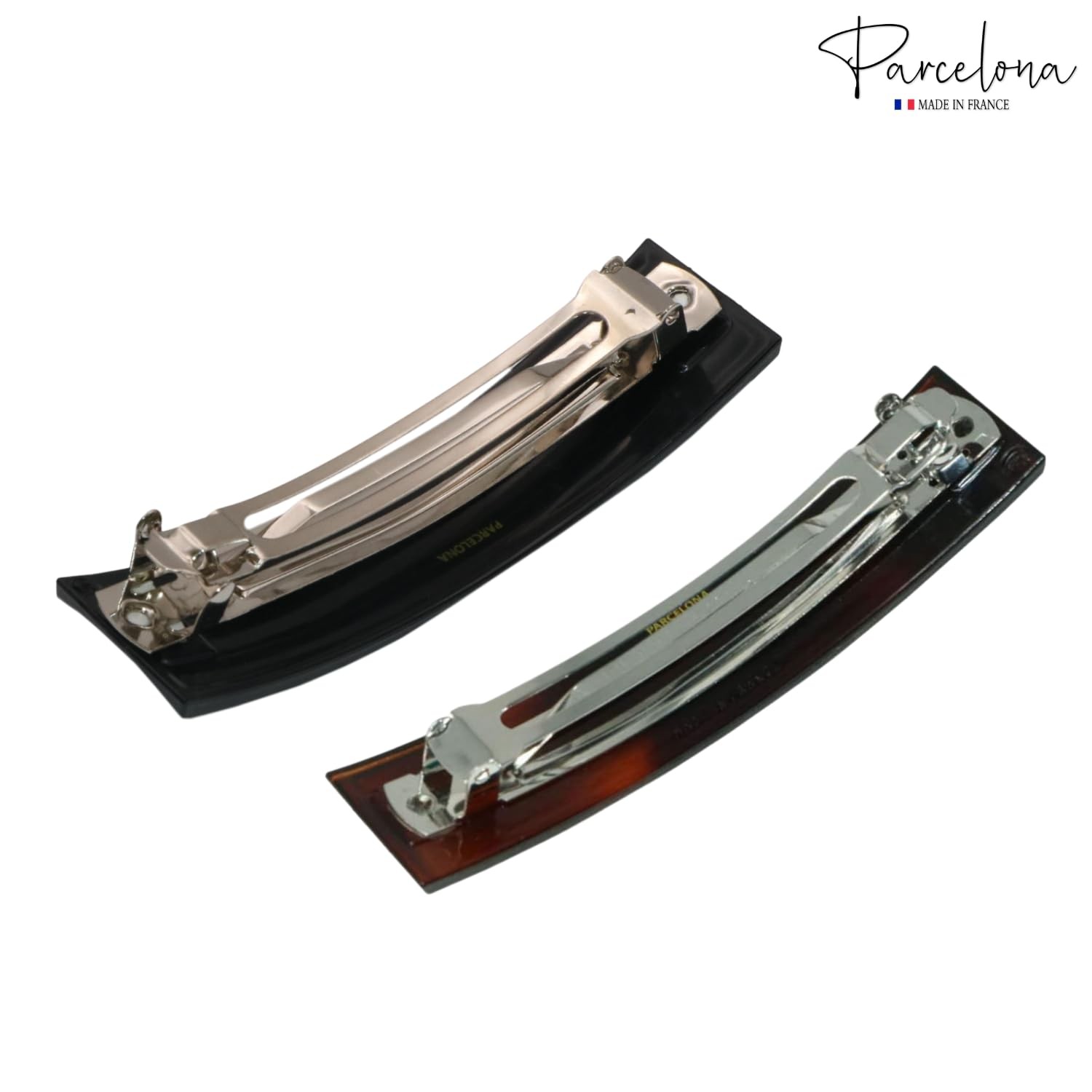 Parcelona French Rectangular Bar Large Celluloid Acetate Hair Barrette for Women