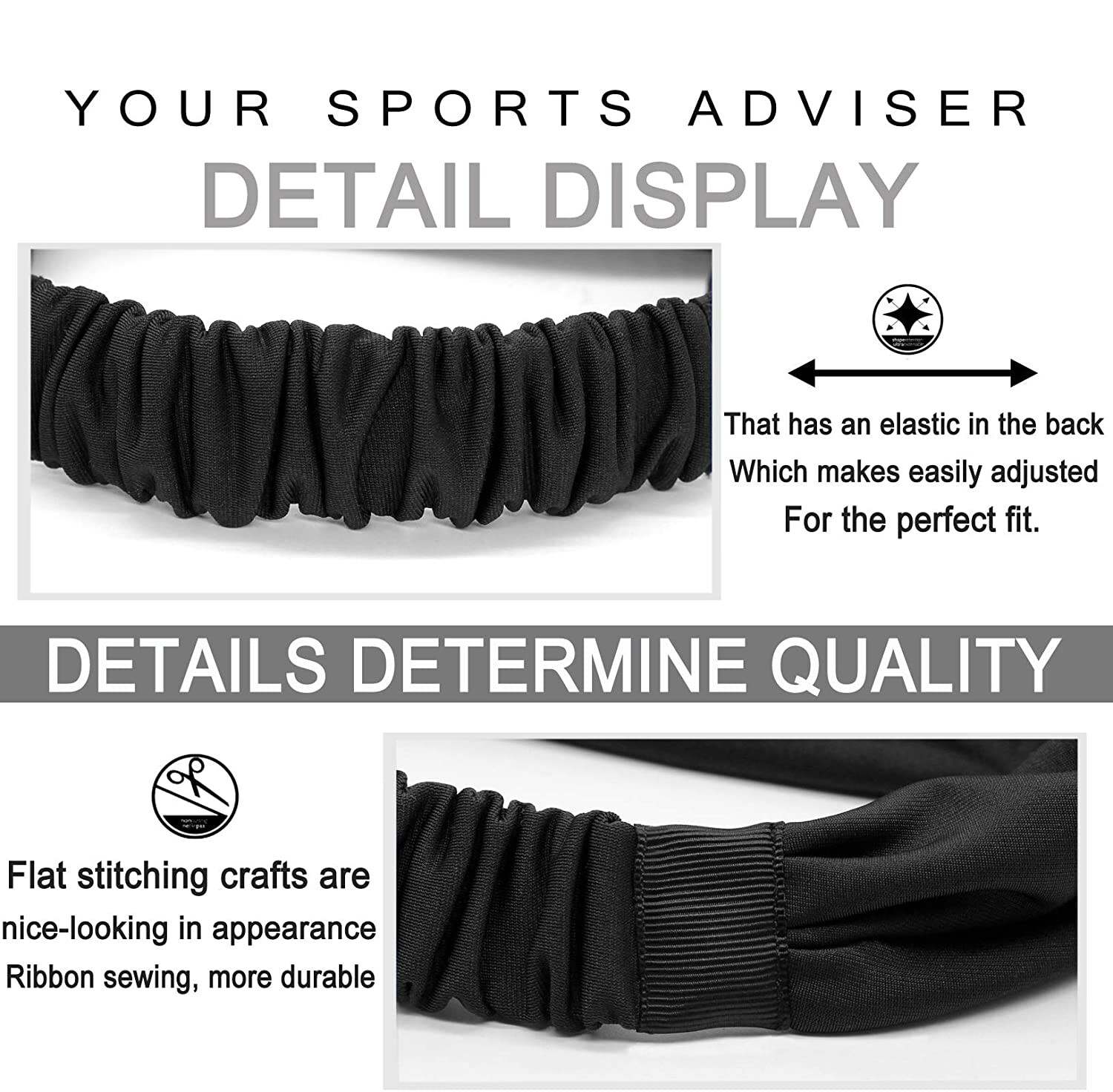 Workout Headbands Fitness Yoga Elastic Non Slip Wicking Headscarf for Men Womens