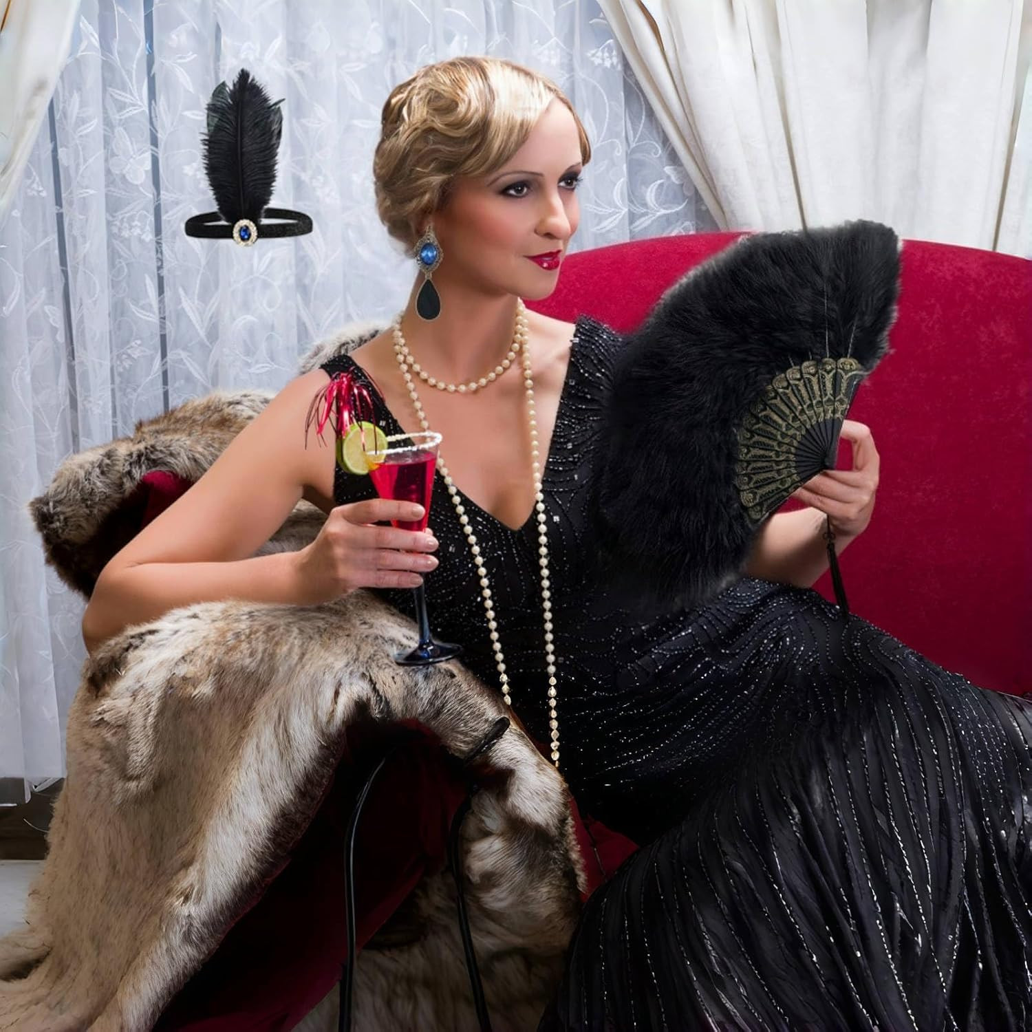 1920S Flapper Gatsby Accessories Set for Women Roaring 20’S Theme Party Costume