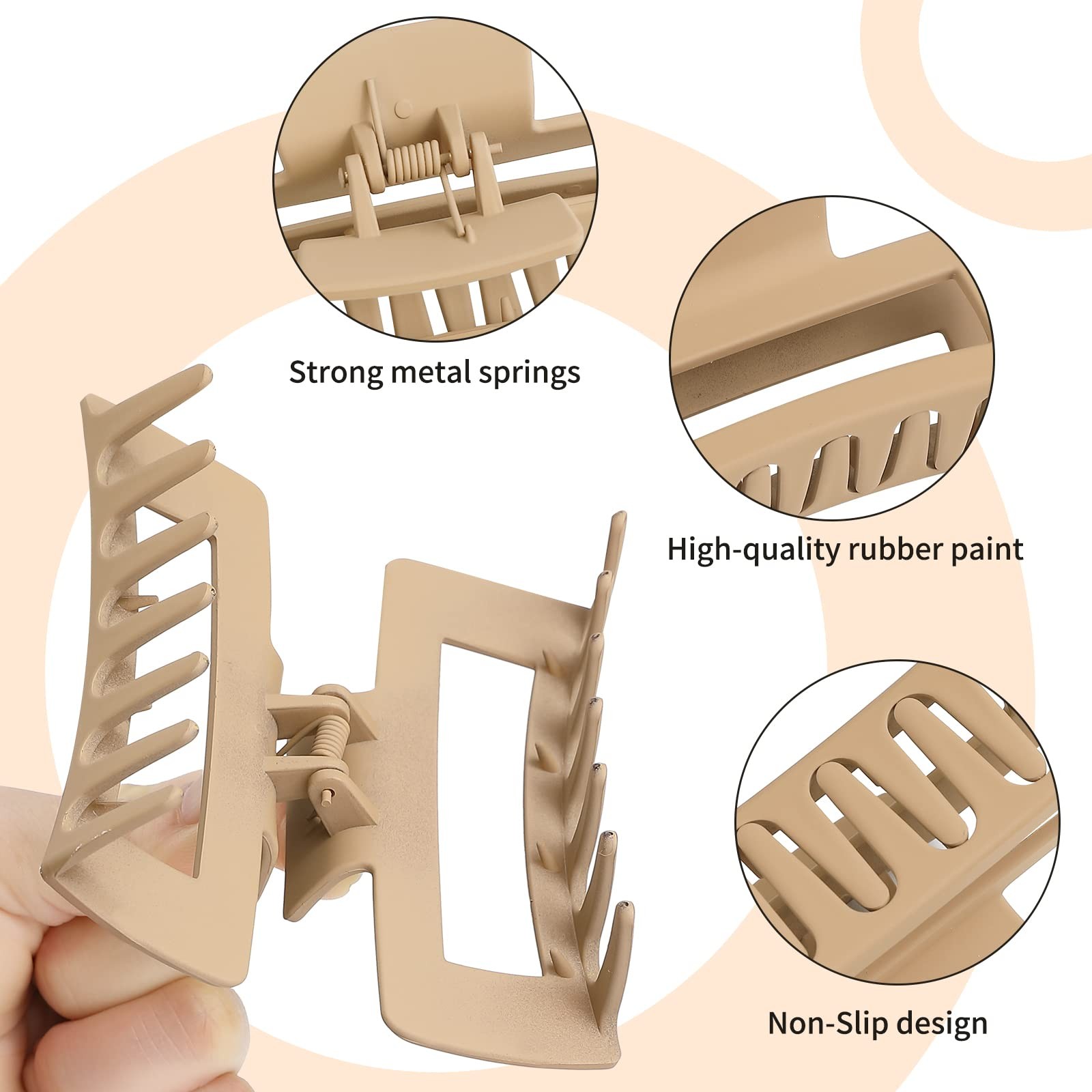 Sisiaipu 4 Inch Big Hair Claw Clips 6 Pcs Large 6 Count (Pack of 1), Brown