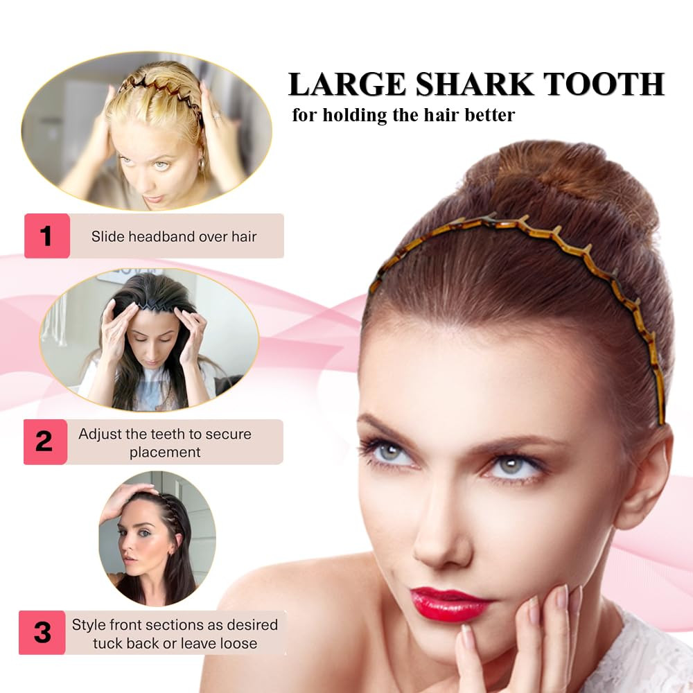 Zig Zag Headbands, Recycled Plastic Wavy Hair Band with Teeth, Headbands for Wom