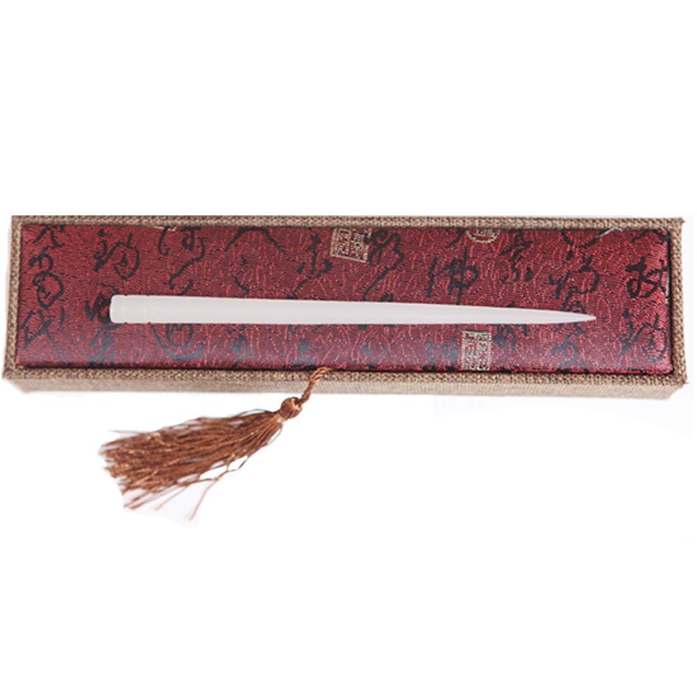 6.69 inch Chinese White Jade Hair Sticks Simple Hairpins for Long Hair Pin