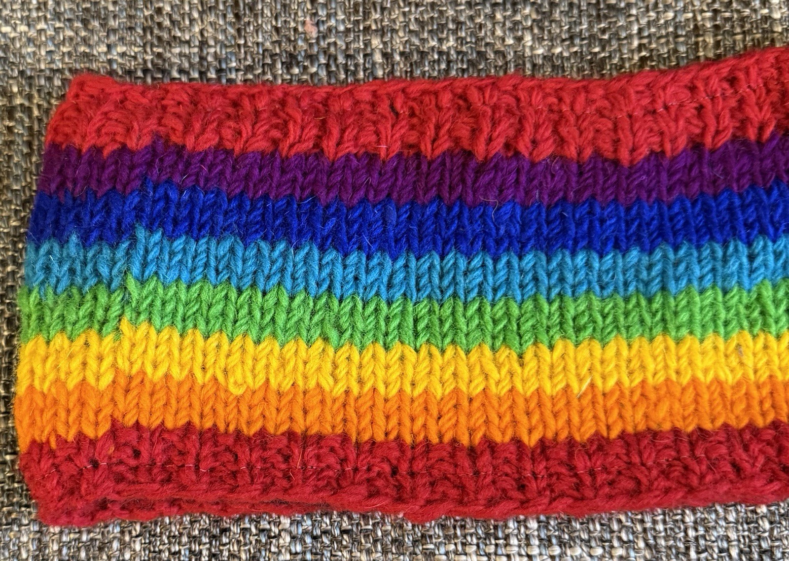 HEADBAND Nepal Hand Made Wool Head Band New Crochet Rainbow Pride #ö
