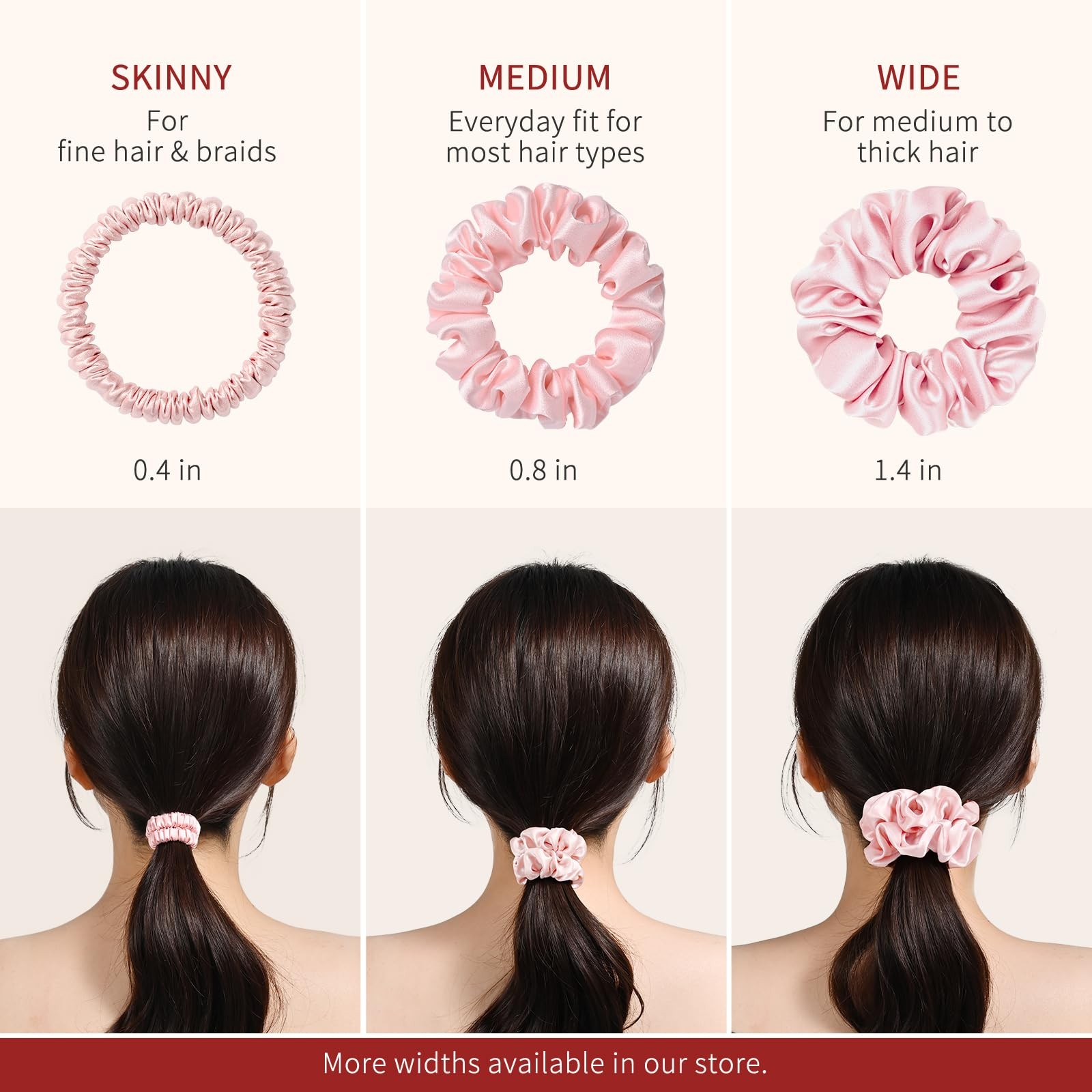 QYTRILI Silk Scrunchie 1.4″ Medium Wide 6A 22 Momme 100% Mulberry Silk Hair T…