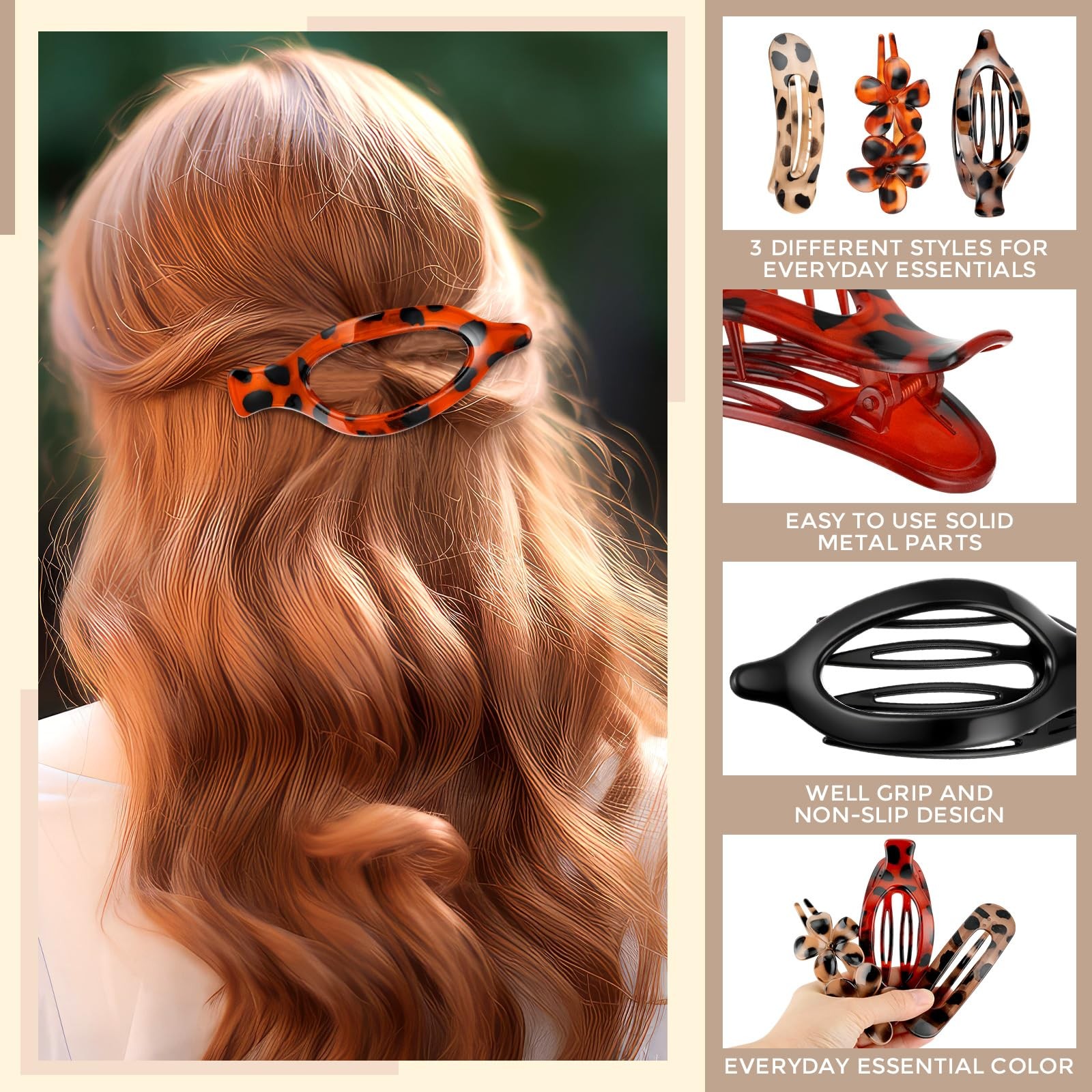 Canlierr 12 Pcs Flat Hair Clips for Women 1 Count (Pack of 12), Tortoiseshell