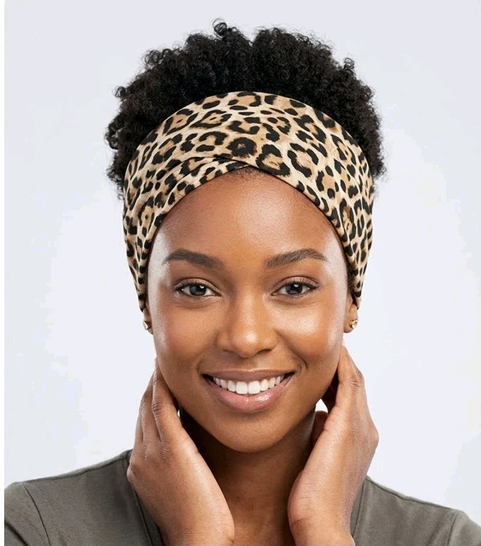 Capelli New York Leopard Print Headband Hair Wrap Cheetah Animal Stretch NWT