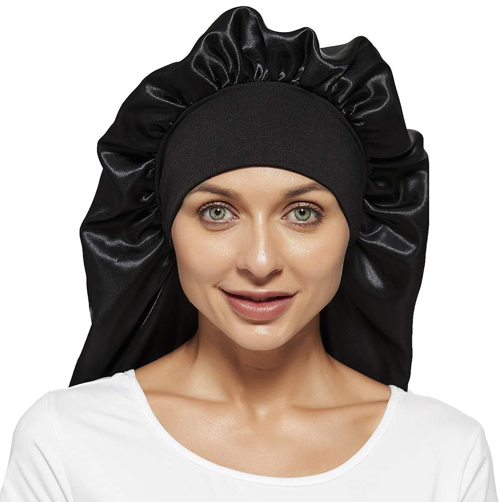 Soft Elastic Band Satin Bonnets for Women, 3 Pcs Silky Head Scarf Hair Wrap for