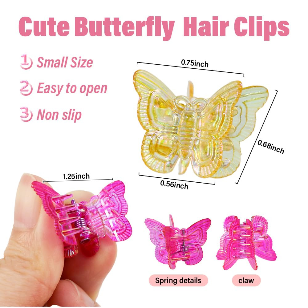 60PCS Mini Butterfly Hair Clips for Hair with Box Glitter 90s Y2k Hair Accessori