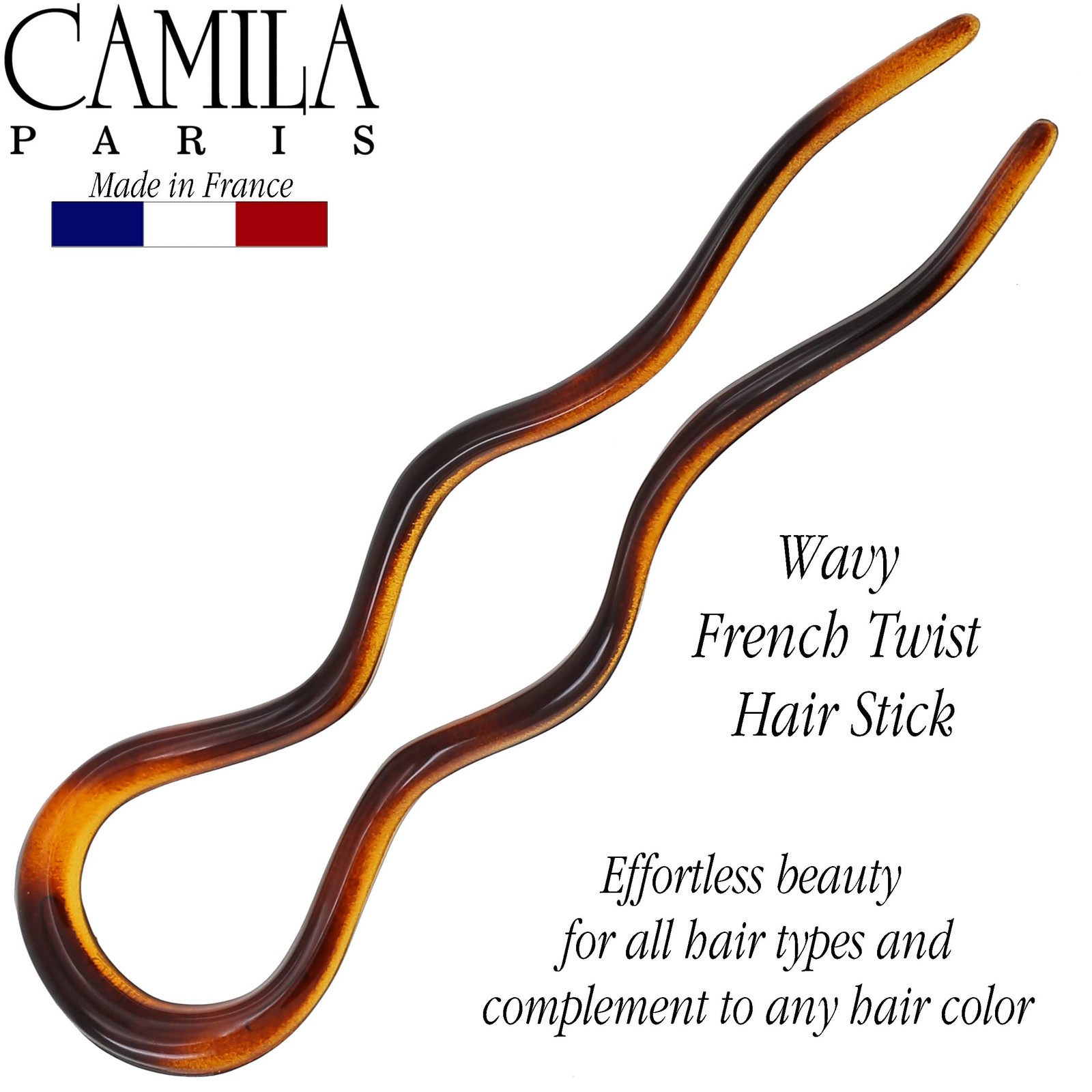 Paris CP140 French Twist Stick Hair Fork, 2 Large Wavy U Shaped Hair Pin Clip…
