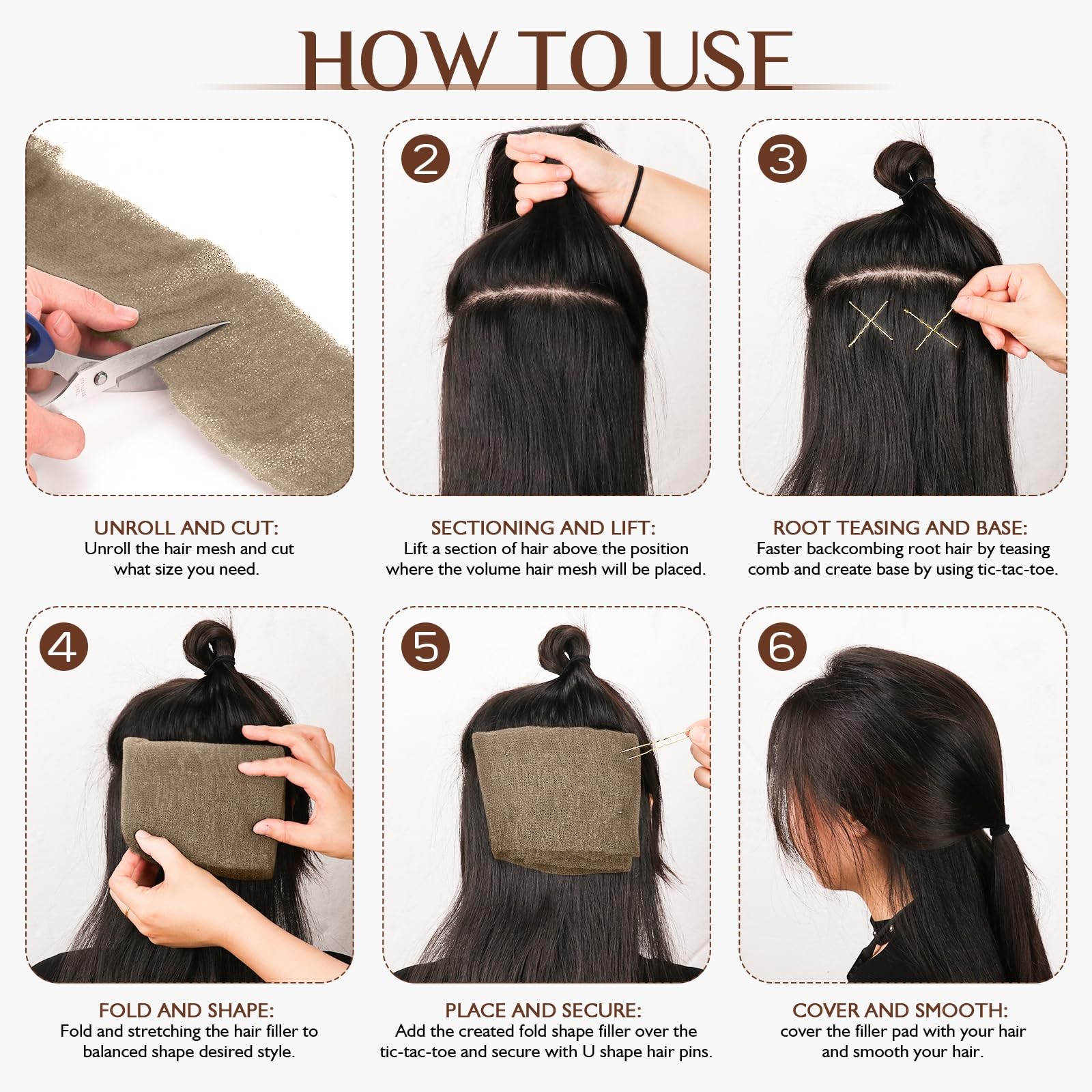 Hair Sponge for Updos,Volume Bumps Insert,Tan Brown Hair Filler&Padding