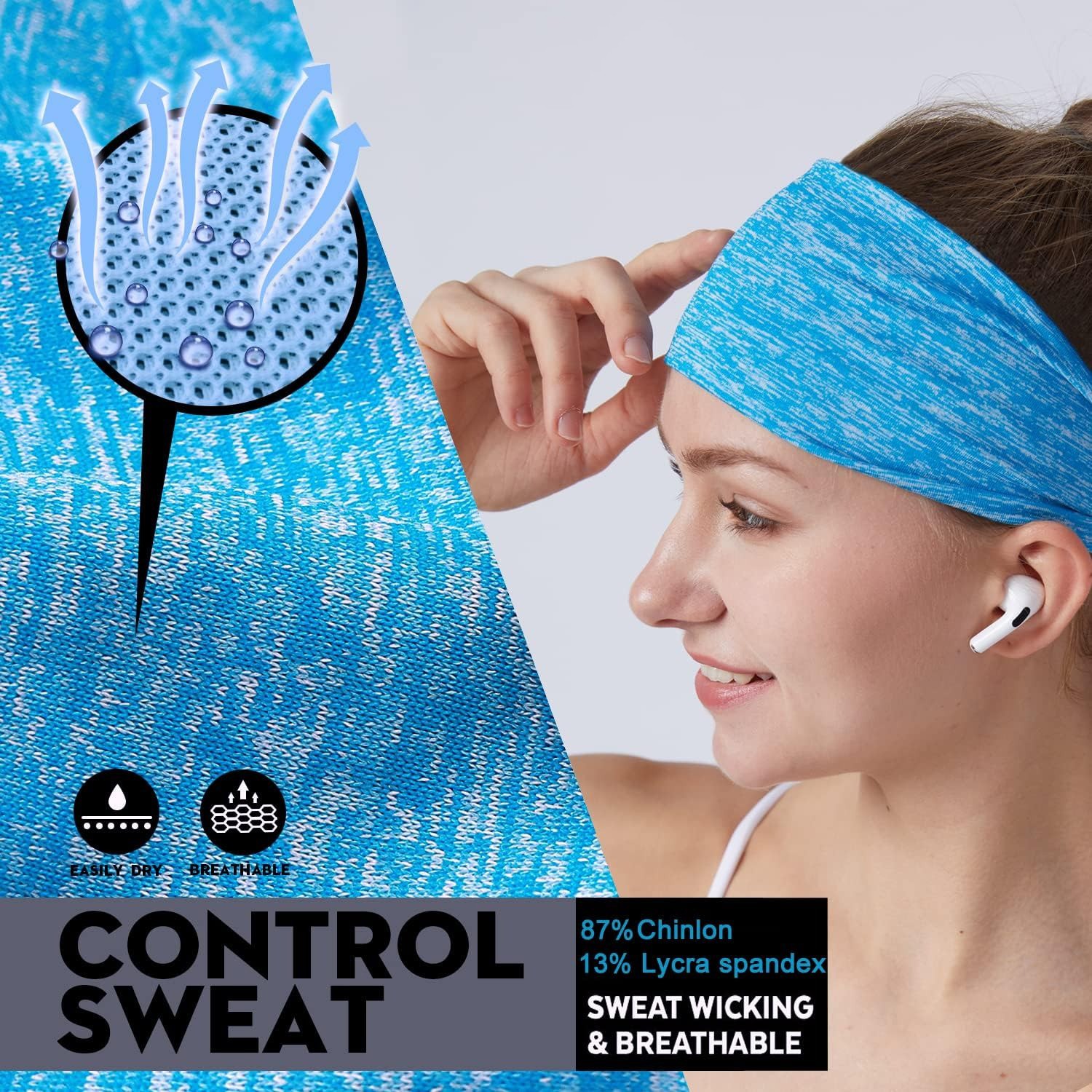 Workout Headbands Fitness Yoga Elastic Non Slip Wicking Headscarf for Men Womens