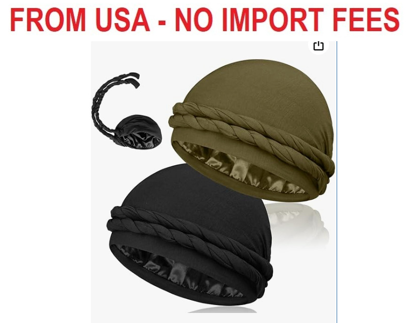 MLTUAGE 2 Pcs Upgraded Satin Lined Turban Silky Head Wraps for Men, Mens Turban