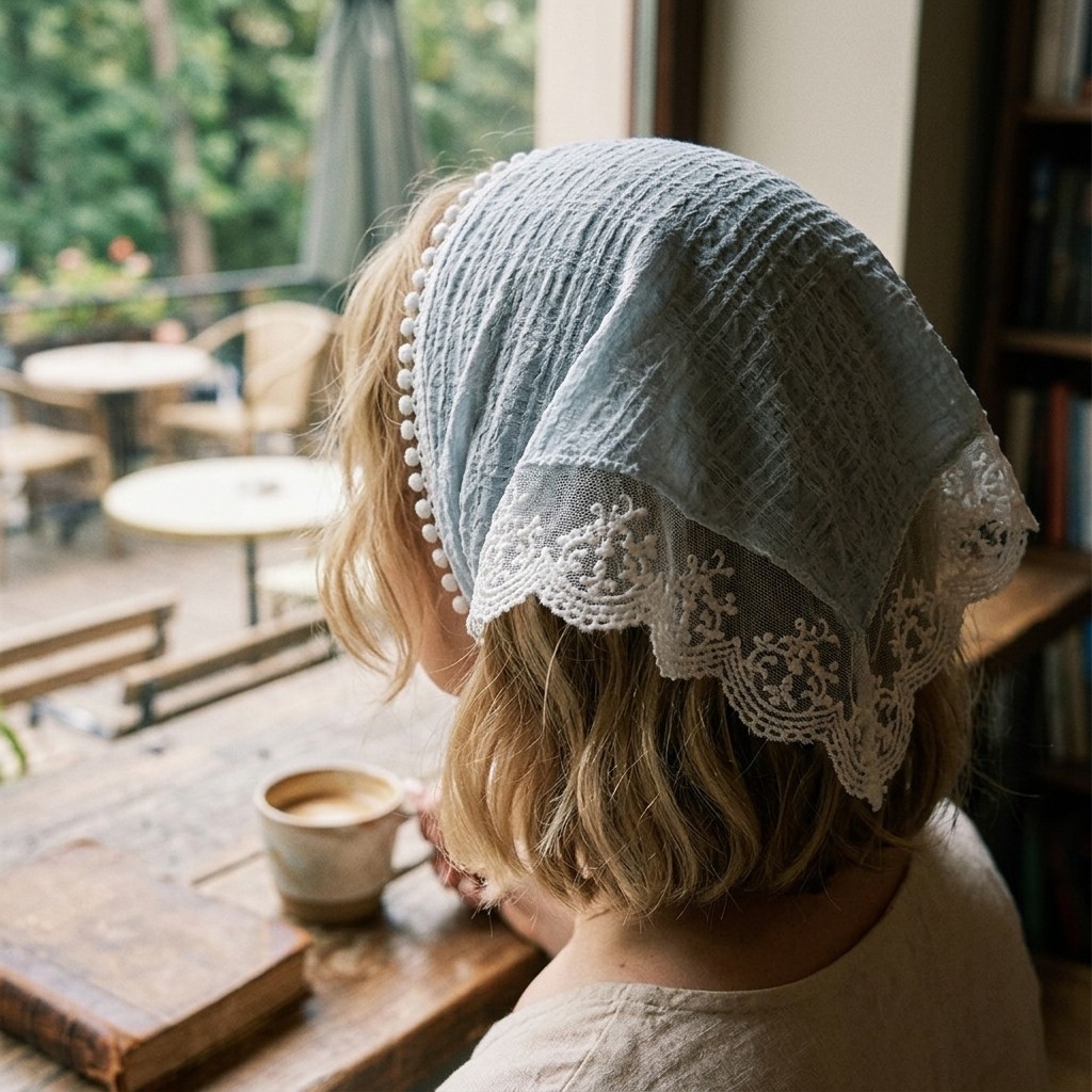 Retro Lace Bandana Headband Floral Embroidered Hair Scarf for Women