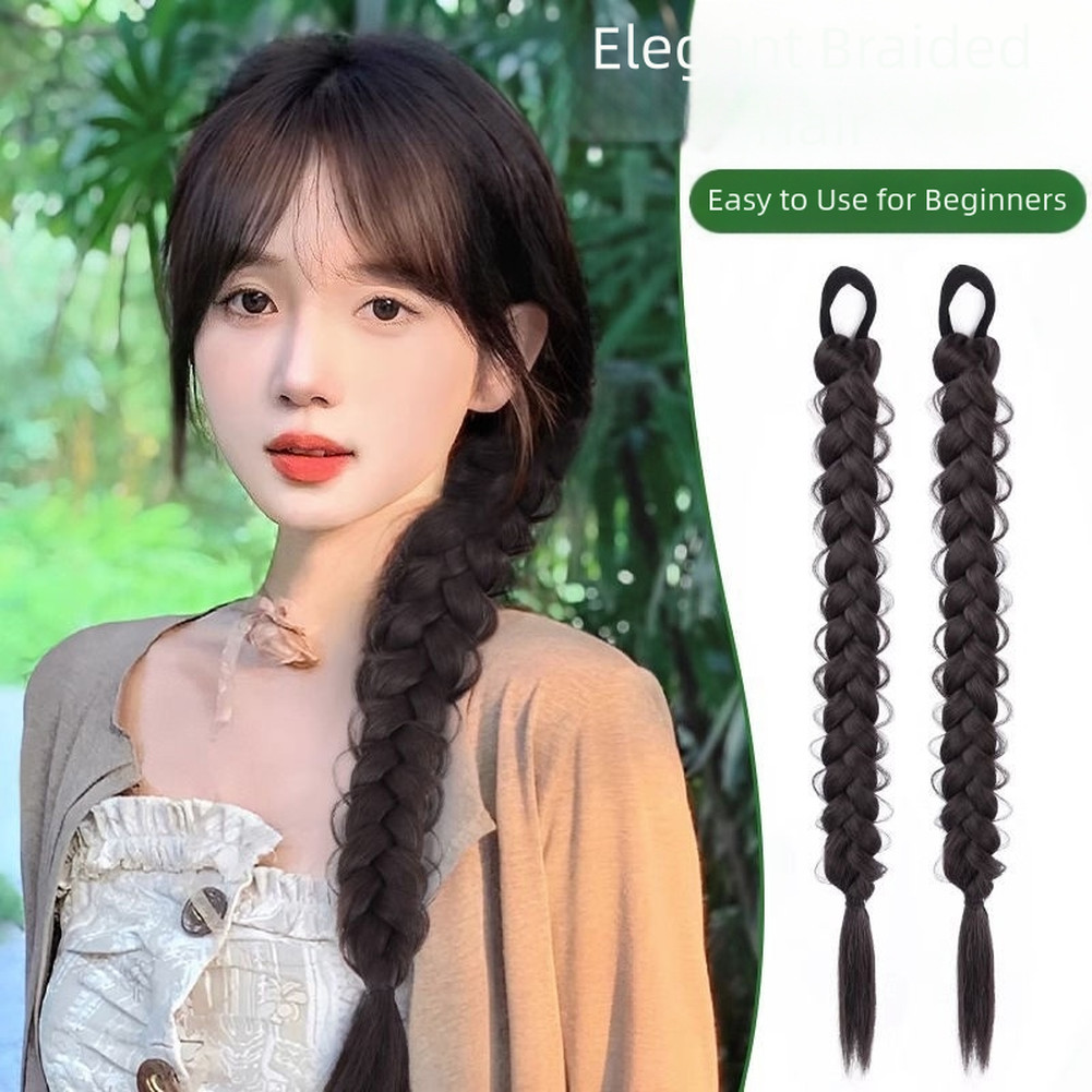 For BRAIDED Ponytail Extensions Natural Color High Temperature Fiber 45cm