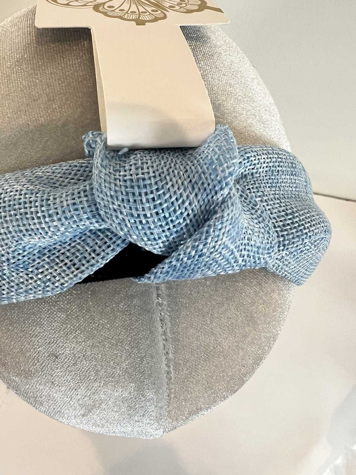 Natasha NWT Blue Woven Fabric Covered Plastic Headband Center Knot