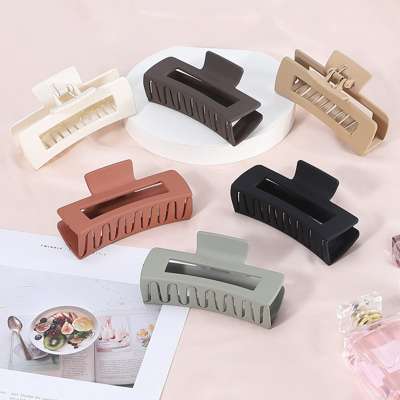 Sisiaipu 4 Inch Big Hair Claw Clips 6 Pcs Large 6 Count (Pack of 1), Brown