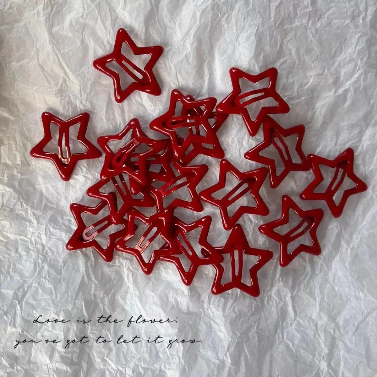 10 Pcs/Lot New Red Star Snap Clip for Girl Waterdrop Barrettes Black Hairpin