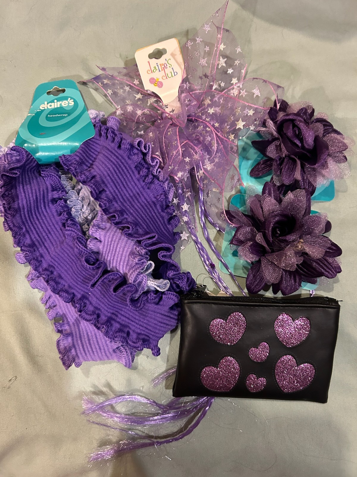 Vintage Claire’s Purple Y2K Accessories Lot Hair Clips Coin Purse Kawaii NYT