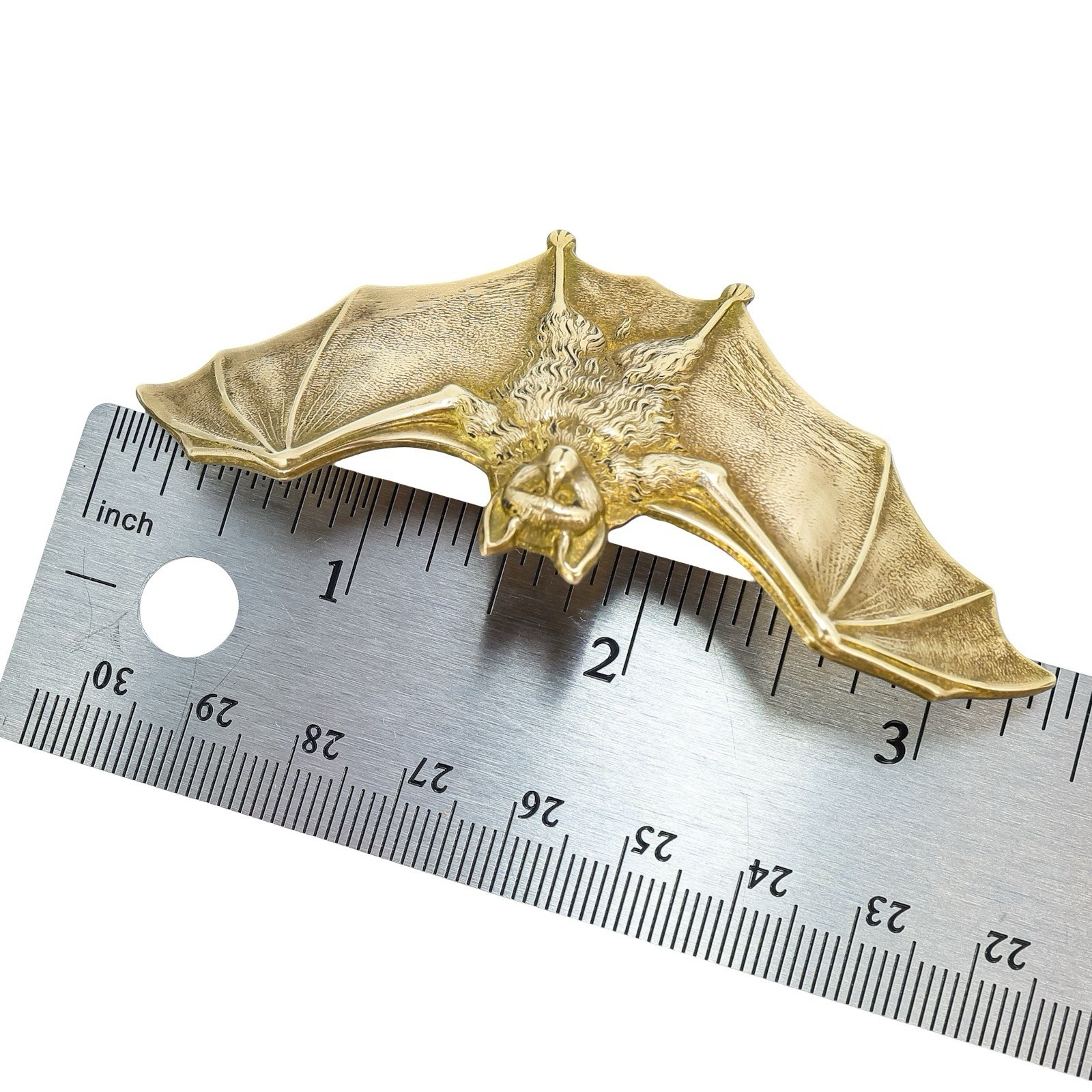 Vintage Style Brass Bat Hair Barrette Made in France 3.38” Gothic Figural