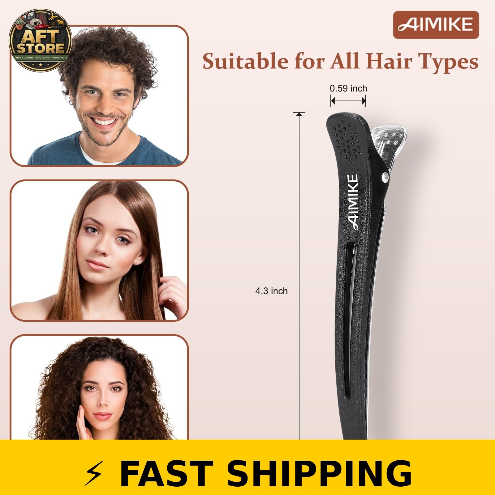 AIMIKE 6pcs Non-Slip Hair Clips – Black Duck Billed Styling Clips
