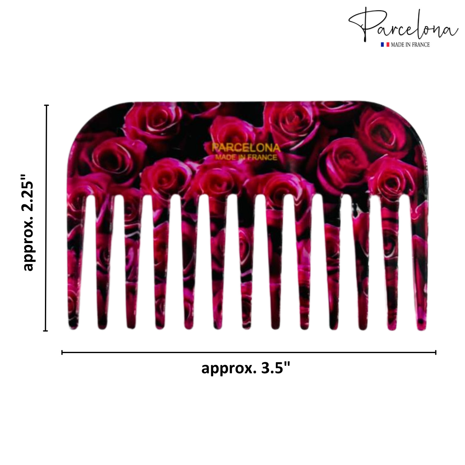 Parcelona Wide Tooth French Detangling Comb – Cellulose Acetate Hair Comb for