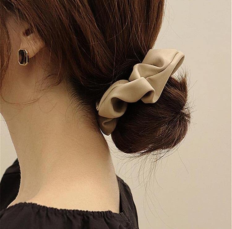 4 Pack Leather Elastic Hair Scrunchies Soft Elegant Hair Ties Ponytail Holder
