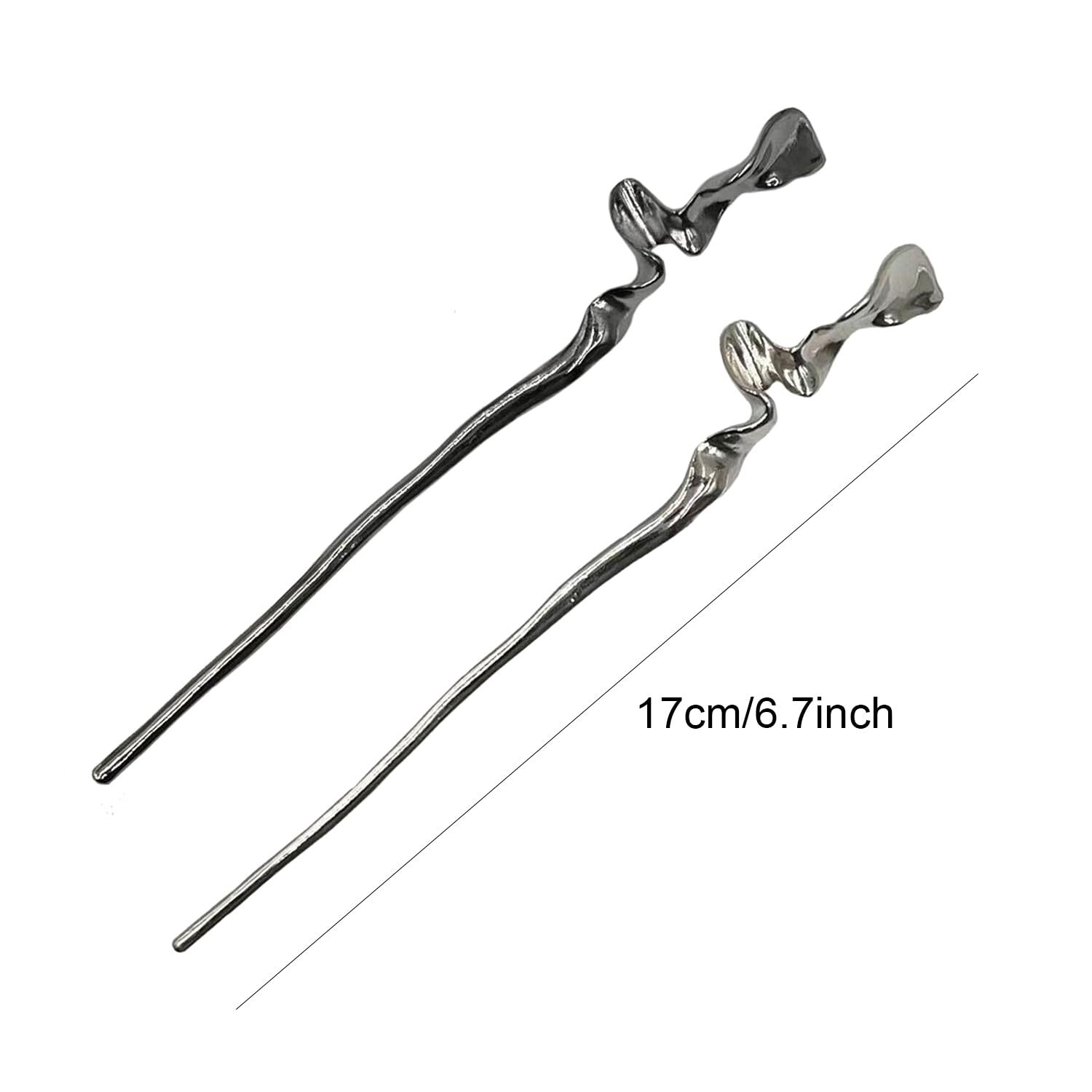 2PCS Metal Hair Sticks for Women Vintage Hair Chopsticks for Women Minimalism Ir