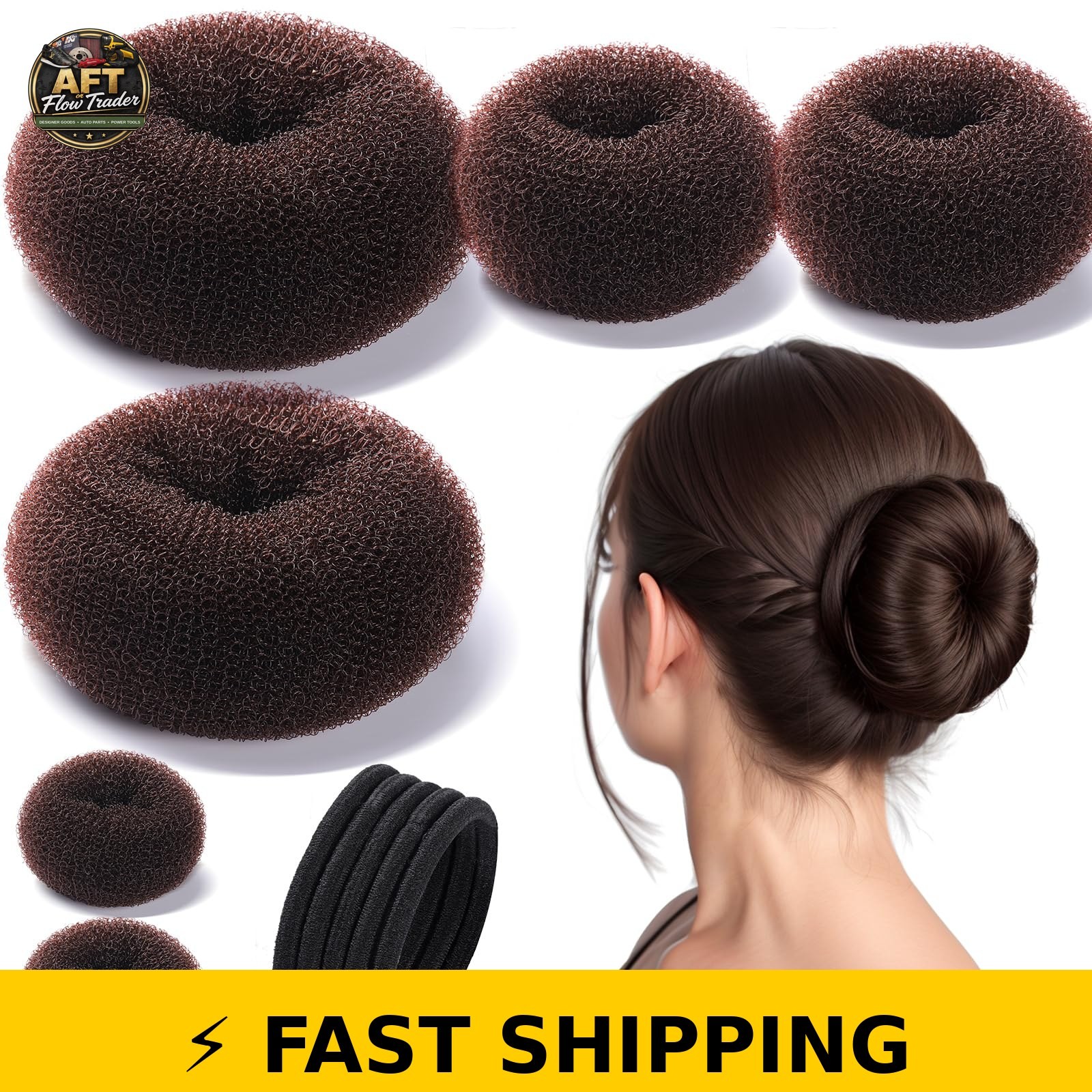 Teenitor Donut Hair Bun Maker Set – 3 Sizes, 5 Elastic Bands