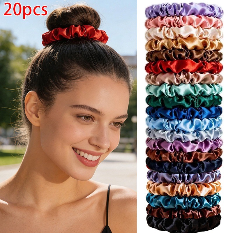 20P Multicolor Elastic Hair Ties Ponytail Holders Women Daily Hair Accessories