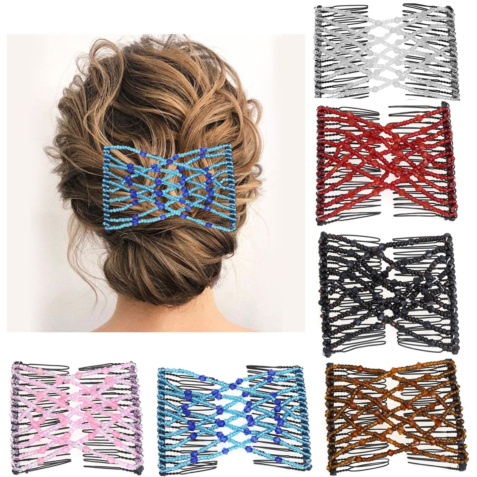 Aethland 6 Pieces Magic Hair Comb black, blue, brown, pink, red, white